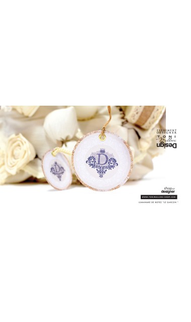 Lumanare de botez cu  ursuleti, dantela ivory, accente gold si bleumarin 13